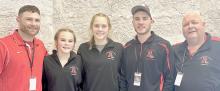 Congratulations to the Ainsworth High School State Girls Wrestling Qualifiers, Paisley Hoffman and Megan Jones who will be competing in the 2025 NSAA Girls Wrestling Tournament. Their coaches this year were (Left to Right) Ryan Hoffman, Oren Pozehl and Todd Pollock.