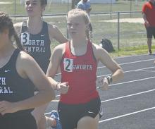 Kiley Orton competed in both the 3200 meter run and 1600 meter run at the district meet, earning runner up in both events.