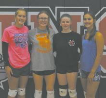 The Ainsworth High School volleyball team held its annual fuel scrimmage on August 22. Pictured above are the captains for the 2025 season (left - right): Senior Megan Jones, Junior Gracyn Painter, Junior Addison Held, and Junior Willa Flynn.