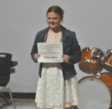 Ainsworth senior Madison Phares was announced as the recipient of the Harriet Hughes Memorial Fine Arts Student of the Year at the Fine Arts Awards on May 5. This award is presented by the Ainsworth Star-Journal, Brown County Arts Council and Harriet Hughes Memorial