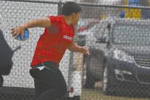 Freshman Kyle Fernandez competed in the discus during the West Holt Track and Field Invitational, Fernandez threw the discus 97-8.