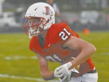 Jaxon Rucker runs the ball down the field. Rucker had the third most receiving yards on the team this season.