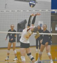 Junior setter Addison Held back sets to her right side hitter. Held had 7 assists during the game in Springview.