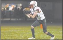 Sophomore Jacob Ortner receives a kickoff. Ortner had two kick returns for 35 yards.