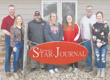 THe Star-Journal has been under new management since March 2025. The new team includes (left - right): Kirk Peterson, Chelsey Peterson, Clint Painter, Katie Painter, Erin Fredenburg, Graig Kinzie and Stephanie Kinzie.