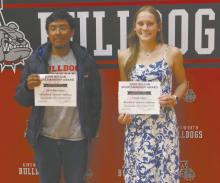Seniors Adolfo Rojas Salazar and Megan Jones were honored with the John Nelson Sportsmanship Award.