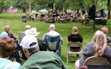The 43rd Army Band performed a concert at East City Park in Ainsworth on Wednesday, June 24. Over 20 members of the band performed before being rained on. A large crowd of spectators enjoyed the music.