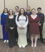 Ainsworth choir members who participated were front row (left - right): Natalie Auten, Miranda Phares, and Madison Phares. Back row: Jodie Denny, Raelynn Reagan, Erick Hitchcock, and Colby Beegle.
