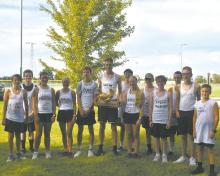 The team called “Hen Hustlers” won the Ainsworth high school and middle school cross country team’s annual chicken run on Thursday, September 3. The team consisted of (left - right): Paul Denny, Onyx Morse, Addilyn Doke, Izzy Painter, Holden Beel, Kaden Seidel, Leighton Konkoleski, Kiley Orton, Mason Winters, Mason Shepperd, Jon Strand, Buck Ruhter, and Jett Hansmeyer. The Bulldogs used the opportunity to prepare for their first regular sesason competition in Ainsworth on September 4.