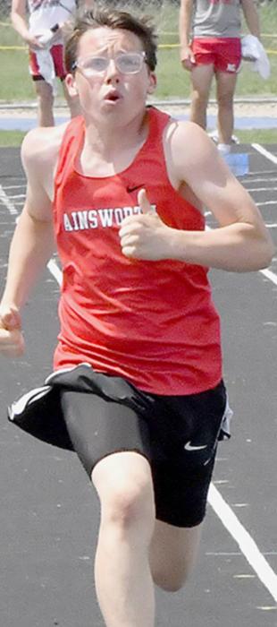 Freshman Ryan Salzman runs in the 100 Meter Dash Preliminaries.