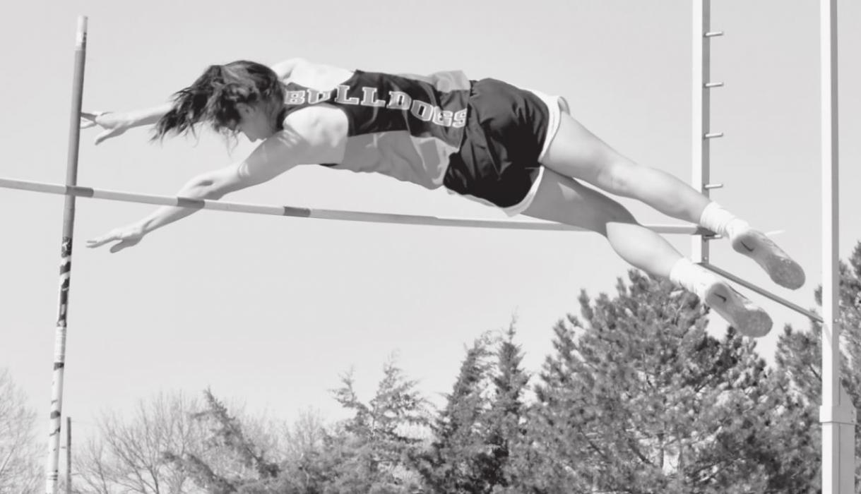 Maia Flynn placed second in Girls Varsity Pole Vault, reaching a height of 8’ 6’’.