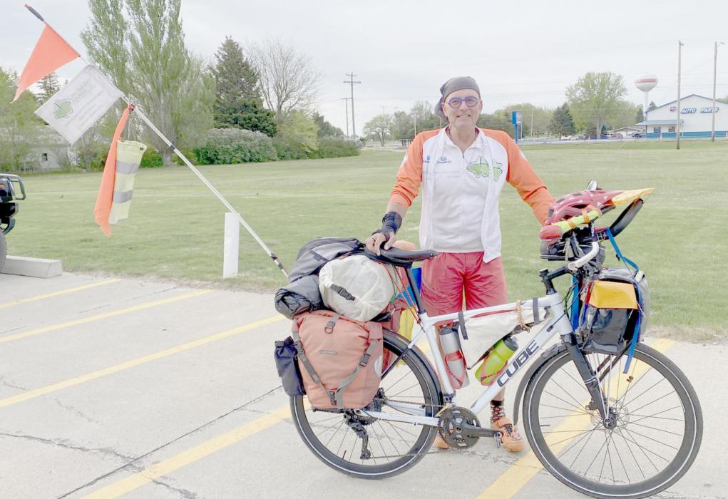 On Sunday evening, May 22, 2022, Jörg Richter spent the night in Ainsworth. This was one of the stopping points for him as he makes his journey from San Francisco to New York, approximately 6,200-6,500 miles on his bike. He left Monday morning, May 23rd with his next destination planned for Atkinson. He plans to complete this journey on September 10, 2022.