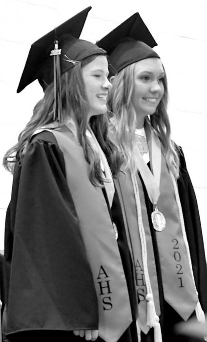 AHS Class of 2021 seniors graduating Summa Cum Laude (GPA of 4.0) were CeeAnna Beel and Madison Welch.