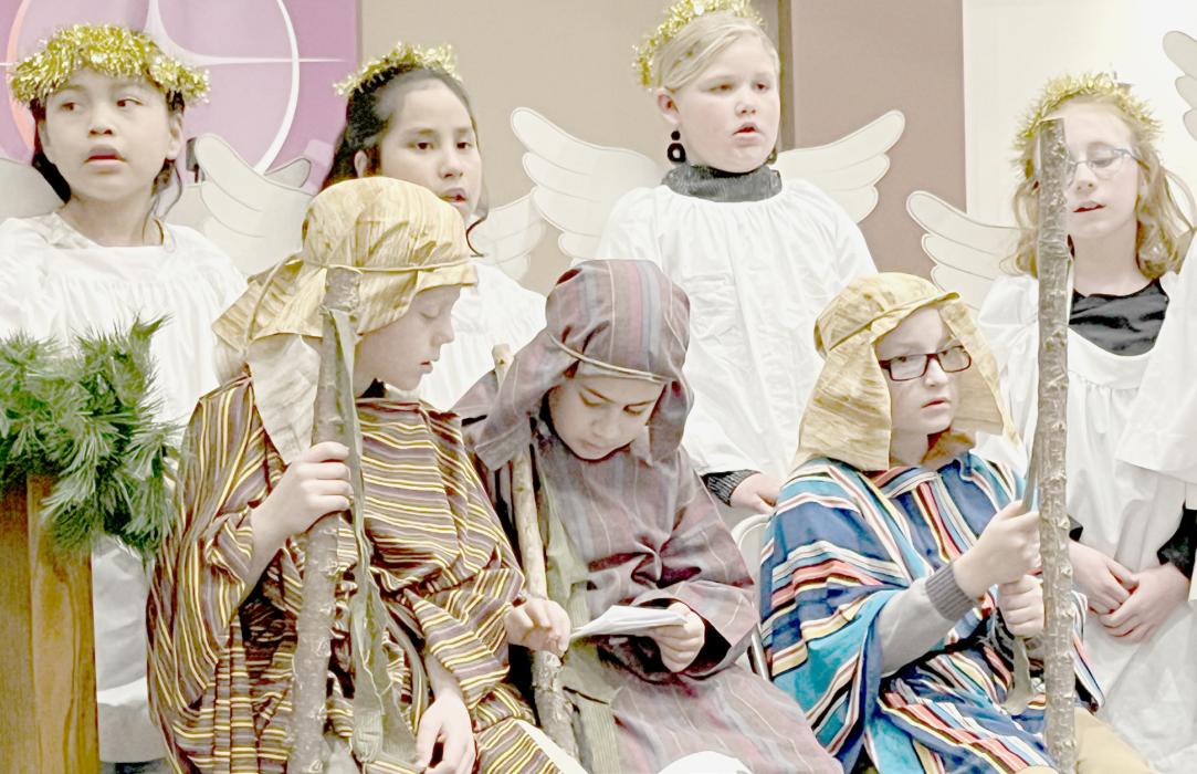 Shepherds during The Nativity were (left to right) Landon Arens, Abraham Jimenez and Hendryx Mashburn.