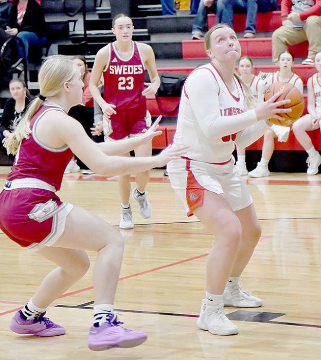Jocelyn Good led the Lady Bulldogs in scoring against the Gothenburg Lady Swedes with 16 points.