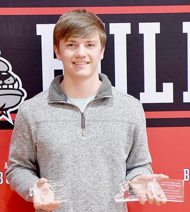Traegan McNally was presented with the Brian Moody Award in Football, Boys Basketball MVP award and the Bryent Wilkins Teammate Award.