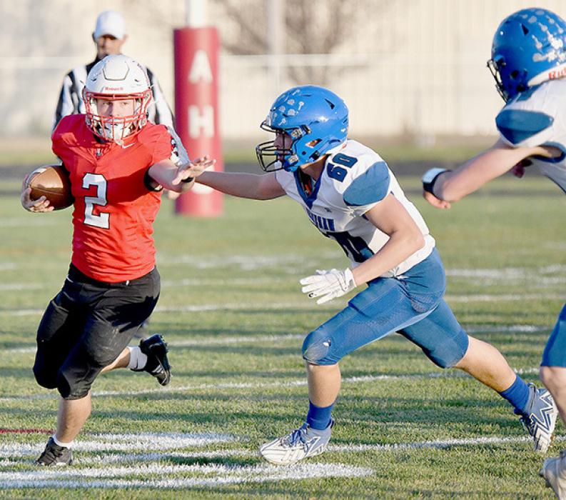AHS Senior Morgan Kinney, #2, finished his high school football career against the Kenesaw Blue Devils. Kinney has been part of the Bulldogs three District titles.