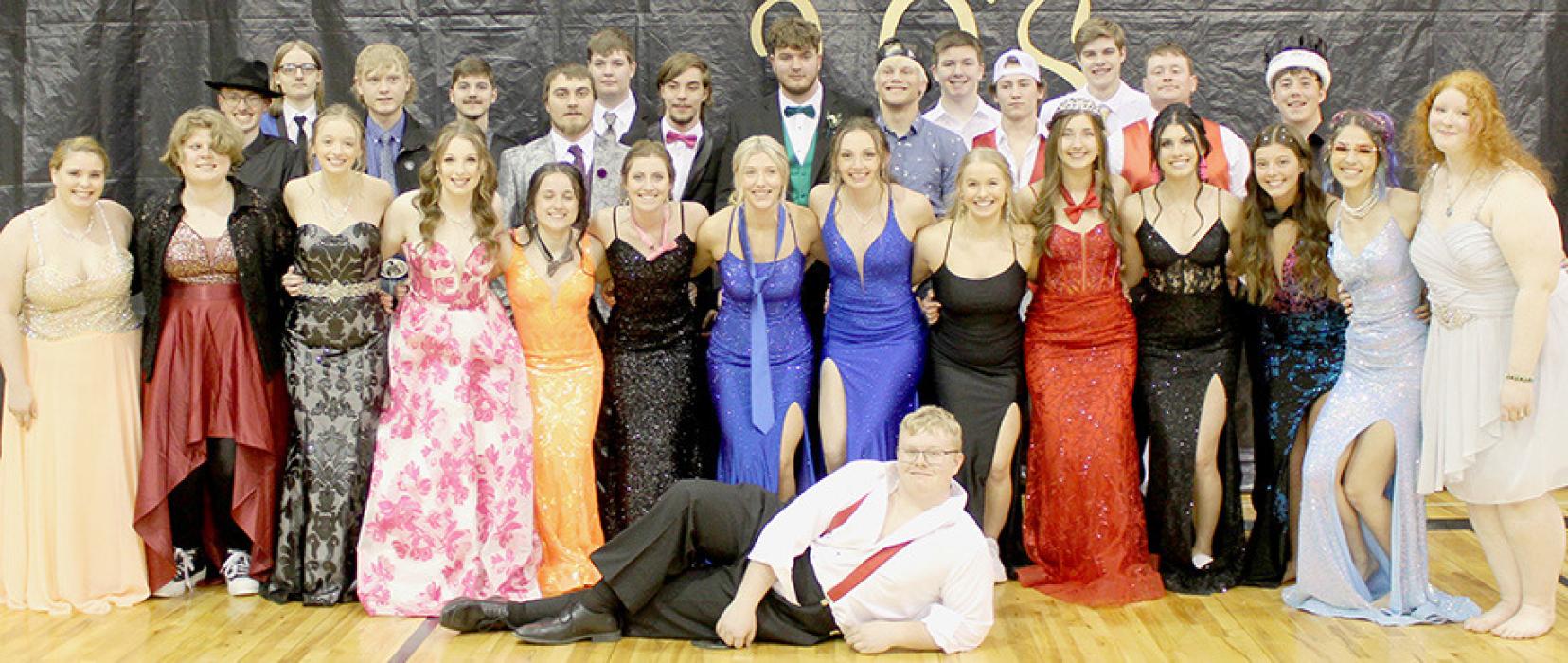 Lined up for pictures during the dancing ceremony, the AHS senior class of 2023 had big grins for the night of festivities.