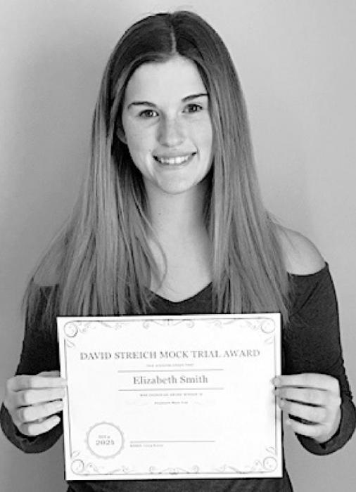 Elizabeth Smith won the Dave Streich Memorial Award in Mock Trial.