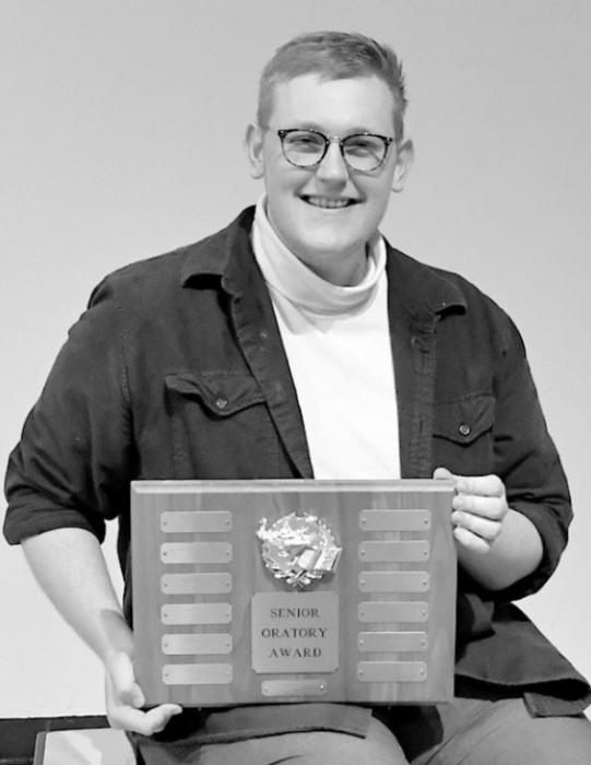 Cody Kronhofman was named this year’s Senior Oratory Award winner.