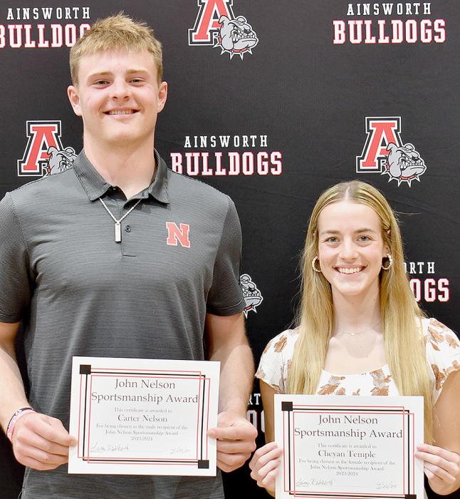 The John Nelson Sportsmanship Award was presented to Carter Nelson (left) and Cheyan Temple (right).