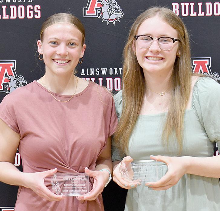 In Girls Basketball, Kendyl Delimont (left) and Gracyn Painter (right) were named Co-Most Valuable Players.