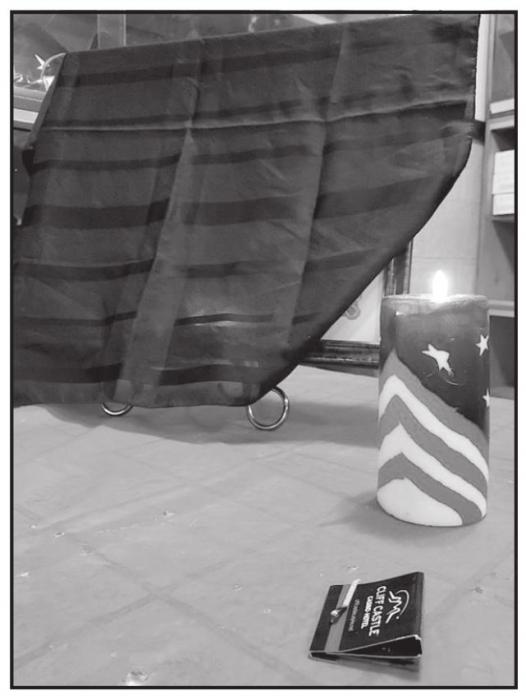 A Draping of the Charter Ceremony was held honoring deceased Auxiliary member Glenna Abbot on March 23, 2021.