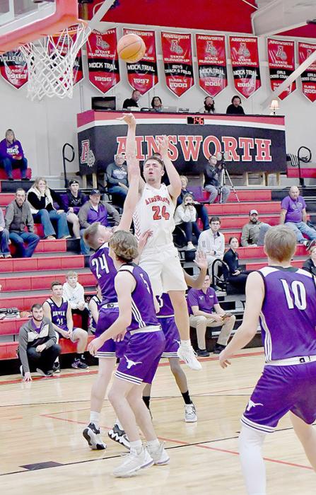 Trey Appelt led the Bulldogs with 21 points and 16 rebounds in their win over the Burwell Longhorns.