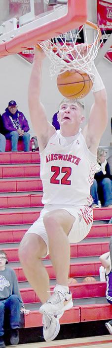 Carter Nelson started and ended the first half against the Burwell Longhorns with dunks.
