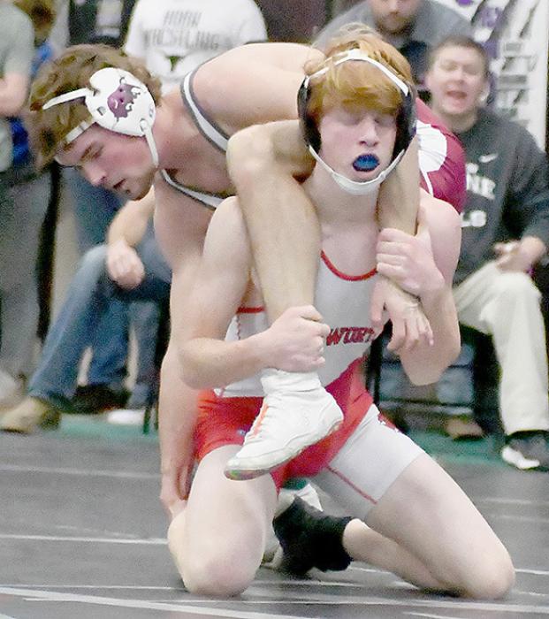 Sam Titus wrestled in the 132 lb. weight class at districts in Southern Valley.