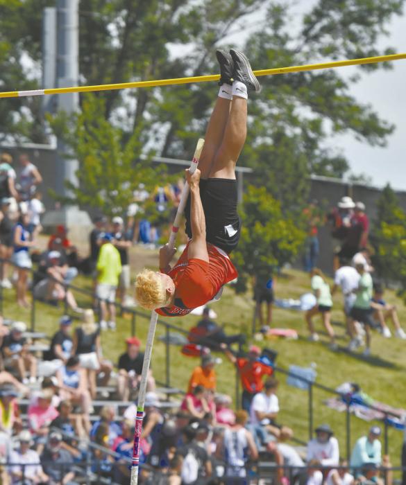 Sophomore Zaine Evans vaulted a personal best of 13 feet at the state meet, placing him in a tie for seventh place and his first state medal.