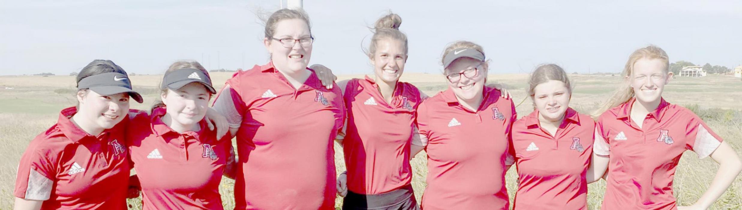 Ainsworth High School Girls Golf Team competed in the Southwest Conference Golf Tournament on September 28th. Team members included (left to right) Jaden Appleman, Jordan Beatty, Allison Taylor, Haley Schroedl, Shawna Fernau, Hannah Beel and student manager Terra Shoemaker.