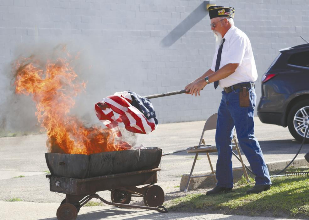 The Ainsworth American Legion held a flag disposal for tattered or ripped flags on Flag Day, Sunday, June 14.