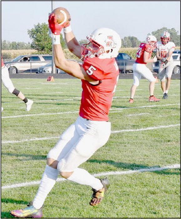 Owen Blumenstock caught three passes for eight yards and carried the ball four times for 12 yards and one touchdown. He also had three solo tackles and was in on three assisted tackles.