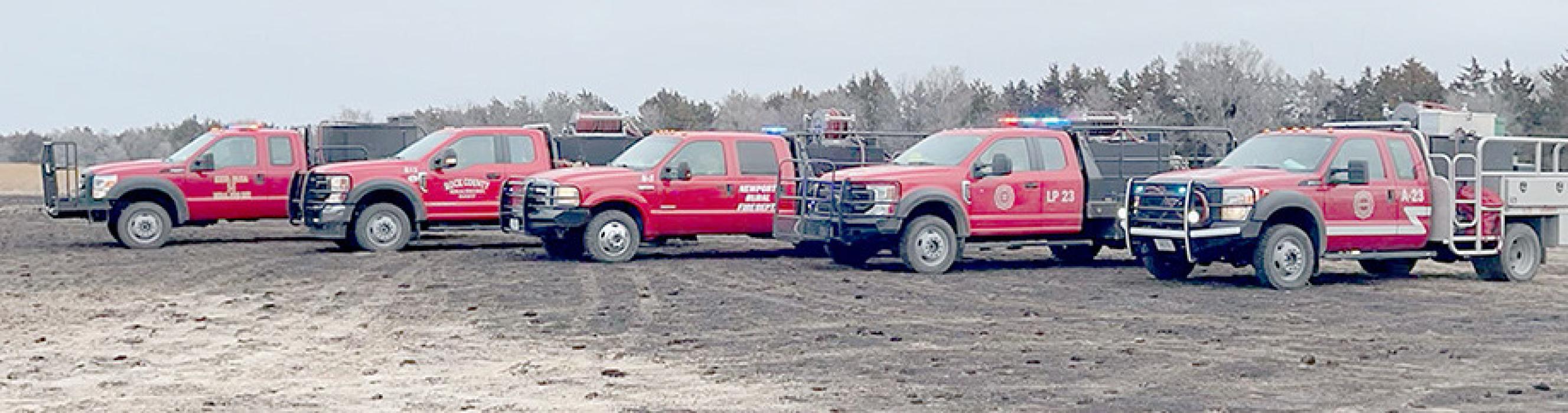 Fire trucks from the BKRC Task Force to help fight the Betty’s Way Fire by North Platte were sent from Keya Paha, Rock County, Newport, Long Pine and Ainsworth.