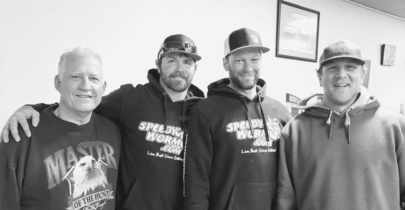 Pictured are from L to R: Valentine Chamber of Commerce Executive Director Dean Jacobs, first place team of Zach Nadolski and Jim Hesse, and Ice Fishing Tournament Organizer Jeff Ohlmann.