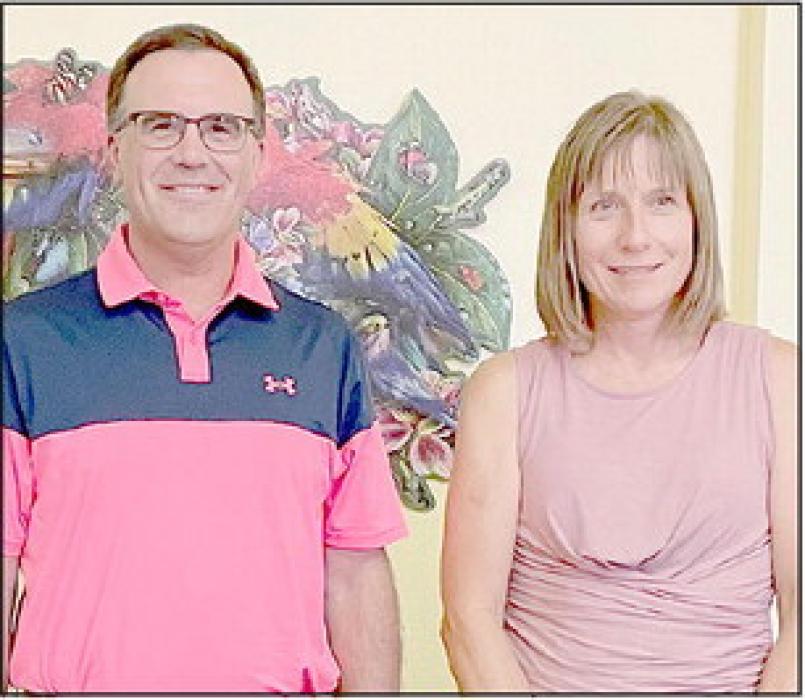 Scott Steinhauser (left) and Geraldine Erickson (right) were initiated into the Ainsworth Lions Club.