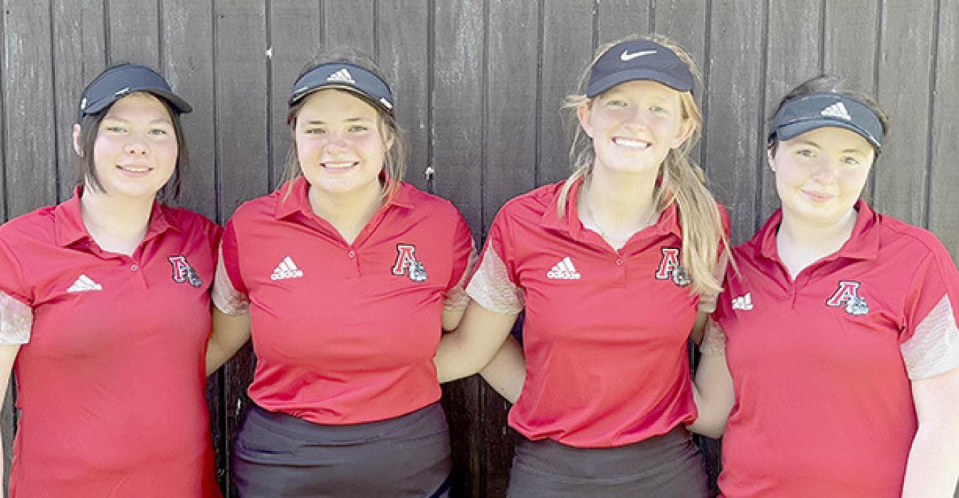 Ainsworth golfers competing at O’Neill were (Left to Right) Jaden Appleman, Hannah Beel, Terra Shoemaker and Jordan Beatty.