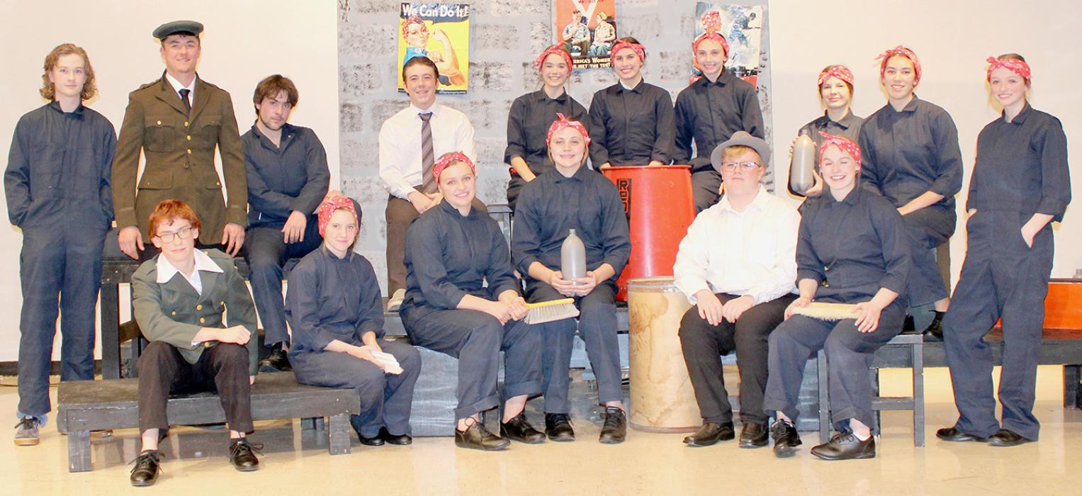 AHS One-Act cast and crew were (back row left to right) Mason Titus, Trey Appelt, Cole Bodeman, Ethan Fernau, Taylor Allen, Dakota Stutzman, Cameryn Goochey, Miah Ortner and Katherine Kerrigan; (front row left to right) William Biltoft, Preselyn Goochey, Jocelyn Good, Karli Kral, Ian Finley and Kerstyn Held. Not pictured crew members were Lauren Ortner, Emma Kennedy, Saylen Young, Riggin Blumenstock, Owen Blumenstock, Aiden Jackman and Logan Schroedl.