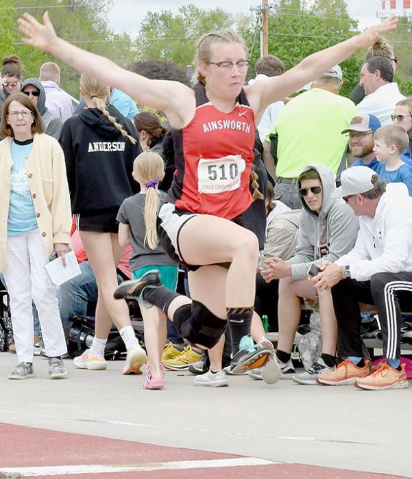 Gracyn Painter competed in the Triple Jump, Shot Put, Discus and 200 Meter Dash at the Nebraska Championship Meet.