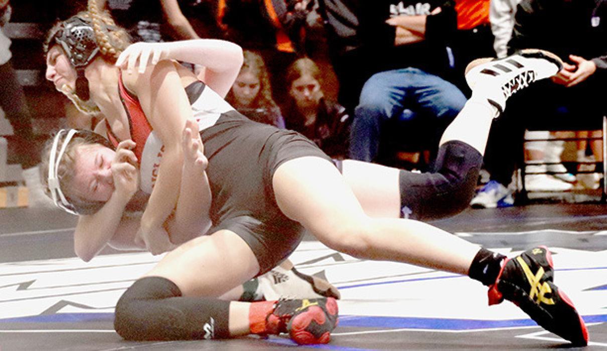 Kaitlyn Sease, 130 lb. weight class, won by a fall in :32 over Savanah Roan of Blair.