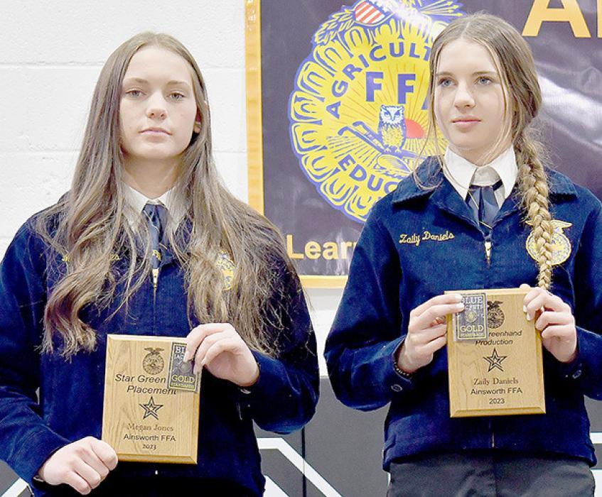 Megan Jones (left) was named Star Greenhand in Placement and Zaily Daniels (right) was named Star Greenhand in Production.