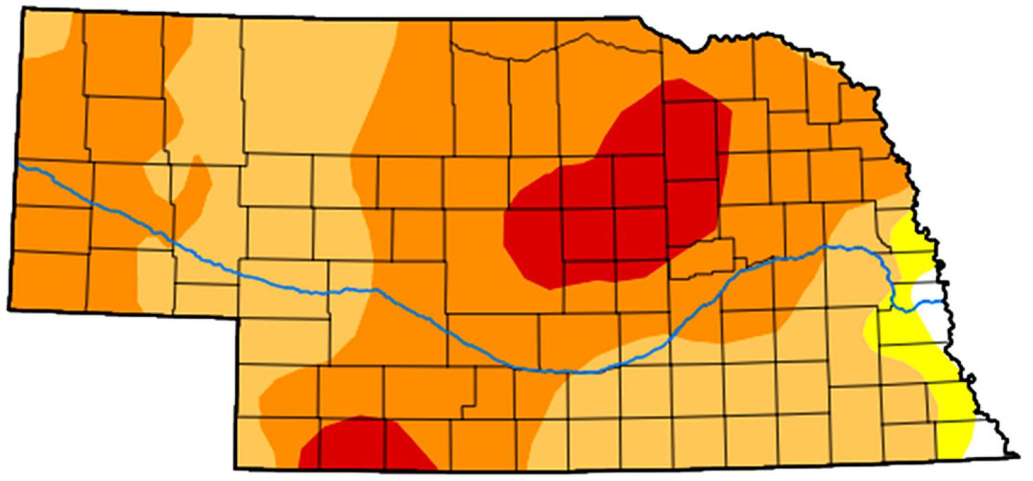 Even with the extensive snowfall during the winter of 2022-23, drought conditions have worsened. The drought map to the left was from April 14, 2022.