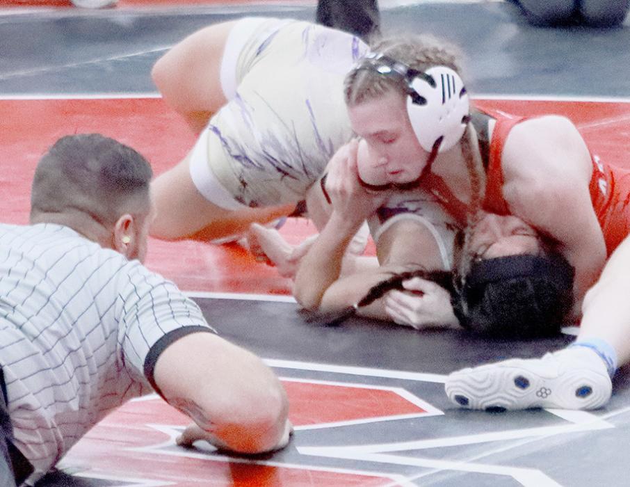 Jolyn Pozehl is headed to the 2024 NSAA State Wrestling Meet after winning both her matches at district competition.