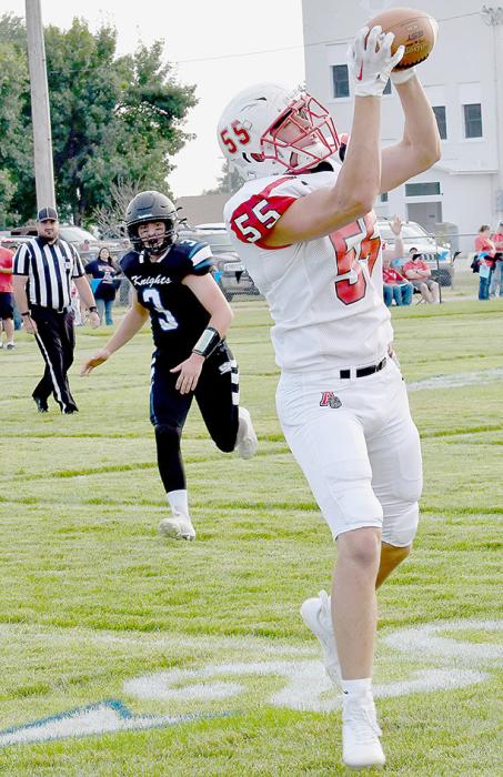 Senior Trey Appelt caught three passes for 72 yards and scored one touchdown and three solo tackles with one sack against the North Central Knights in the Bulldog’s first football game of the 2023 season.