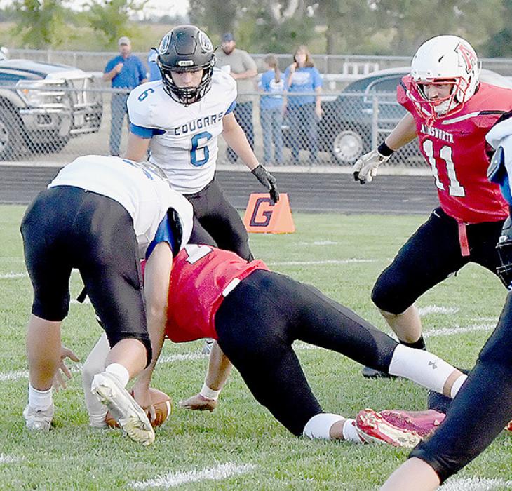 Landon Holloway recovered his fourth fumble in as many games against the Niobrara-Verdigre Cougars.