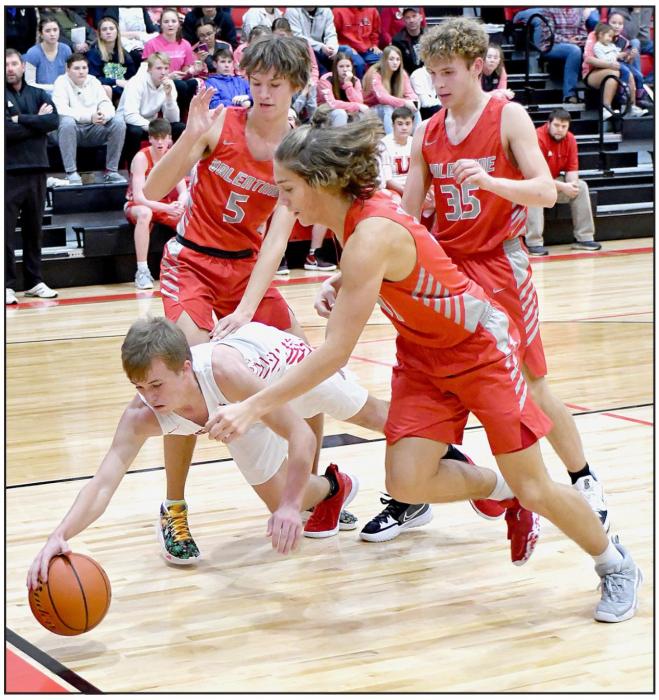 Cash Reynolds dives for a ball heading out-of-bounds but unfortunately he saved it from going out-of-bounds, but rolled it back to a Valentine Badger.