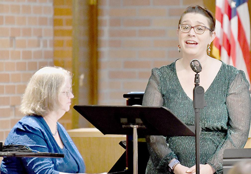 Kayla Nilson (right) sang “Breath of Heaven” and was accompanied by Sherry Campbell (left). Campbelll accompanied many of the songs. Other soloists included Seth Anderson, Lisa Wiebesiek and Preselyn Goochey.