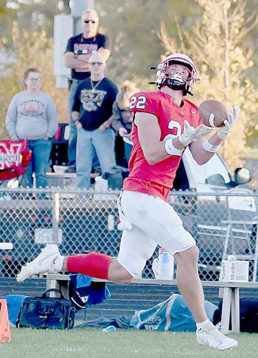 Late in the first quarter, Carter Nelson had 10 feet on the Kenesaw defender and Traegan McNally delivered a perfect pass to Nelson for a 65 yard catch and run touchdown. This was Ainsworth’s fourth touchdown of the first quarter.