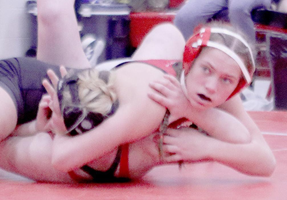 Megan Jones went up one weight class to 145 lbs. and did quite well pinning two of her opponents.